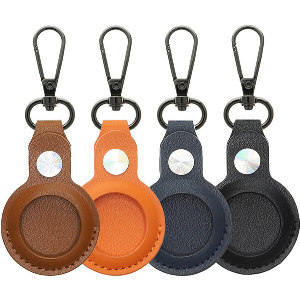 4SMARTS PREMIUM CASE SET PU LEATHER AIRTAGS 4 PIECES BROWN ORANGE BLUE BLACK