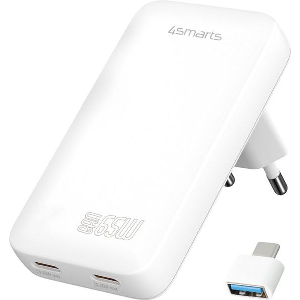 4SMARTS WALL CHARGER FLAT PLUG DUOS 65W GAN 2X TYPE-C WHITE