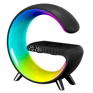 G-ROC LED LIGHT WITH BLUETOOTH SPEAKER ALARM AND WIRELESS CHARGER NH69B BLACK