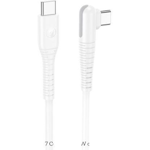 LAMTECH TYPE-C TO TYPE-C 60W ANGLED DATA & CHARGE CABLE 1M WHITE LAM114307