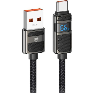 LAMTECH USB TO TYPE-C 5A HIGH POWER DISPLAY CHARGE & DATA CABLE 66W 1.2M BLACK LAM980664