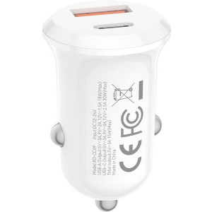 XO CC69 UNIVERSAL ΦΟΡΤΙΣΤΗΣ ΑΥΤΟΚΙΝΗΤΟΥ ΜΕ 2 ΕΞΟΔΟΥΣ 1X USB-A & 1X USB-C ΣΕ ΛΕΥΚΟ ΧΡΩΜΑ