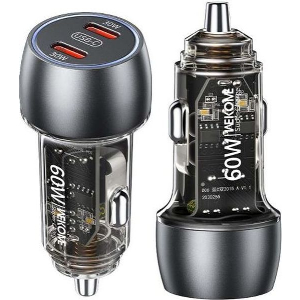 CAR CHARGER WK 60W DUAL PD BLACK WP-C54
