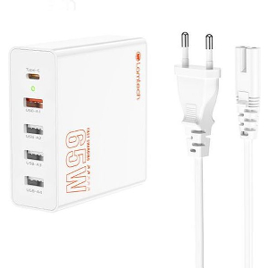 LAMTECH GAN FAST CHARGER 1XTYPE-C & 4XQC3.0 65W & EU CABLE 1.5M LAM113409