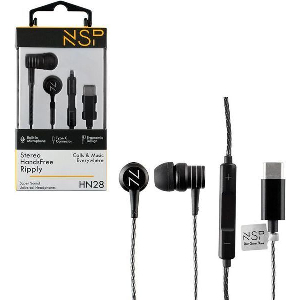 NSP RIPPLY HN28 ΣΤΕΡΕΟ UNIVERSAL ΜΑΥΡΟ HANDSFREE ΜΕ ΒΥΣΜΑ 3.5MM ON/OFF TYPE-C 1.2M