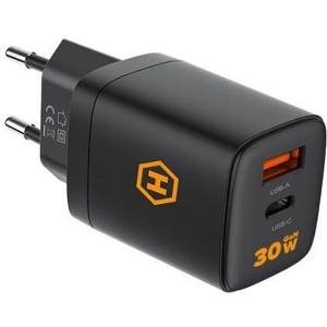 ΦΟΡΤΙΣΤΗΣ ΤΑΞΙΔΙΟΥ HAMMER RAPIDCHARGE DUO DUAL USB-A & USB-C PD 30W BLACK