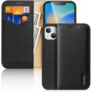 DUX DUCIS HIVO LEATHER WALLET CASE FOR APPLE IPHONE 15 PLUS BLACK
