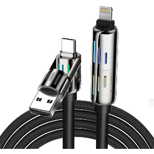 4-IN-1 USB-C/USB-A TO USB-C/LIGHTNING CABLE BLITZWOLF BW-HDC6 1.2M 240W RGB (BLACK)