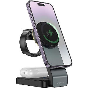 LAMTECH 3-IN-1 MAGNETIC FOLDING WIRELESS FAST CHARGER BLACK LAM980879