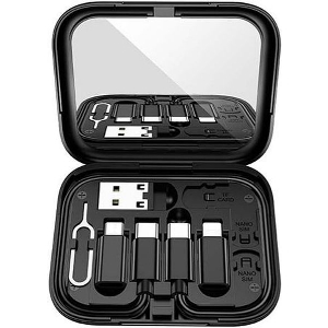 LAMTECH ALL-IN-ONE CHARGING DATA CABLE SET WITH STORAGE CASE LAM113744