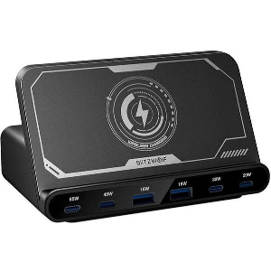 BLITZWOLF BW-S27 160W, 2XUSB-A, 4XUSB-C, 15W WIRELESS CHARGER (BLACK)