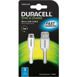 USB 2.0 CABLE DURACELL USB A TO MICRO USB 10W 1M WHITE