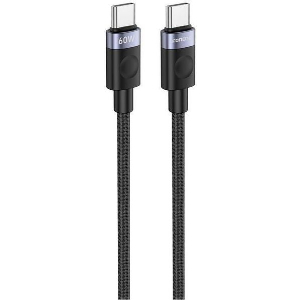 USB 2.0 CABLE FONENG X115 METAL HEAD BRAIDED USB C TO USB C 60W 1M BLACK