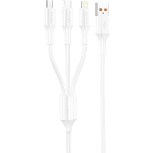 USB 2.0 CABLE FONENG XS01 3IN1 USB A TO MICRO USB & USB C & LIGHTNING 3A 1.2M WHITE