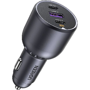 ΦΟΡΤΙΣΤΗΣ ΑΥΤΟΚΙΝΗΤΟΥ 130W UGREEN EC705 55511 3 ΘΕΣΕΩΝ, ΜΕ ΚΑΛΩΔΙΟ USB-C 100W ΓΚΡΙ