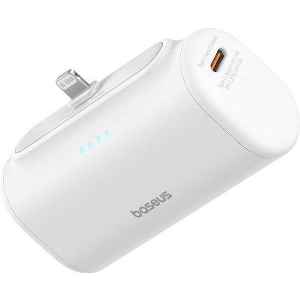 BASEUS COMPACT POWERBANK 5000MAH 20W TYPE-C + LIGHTNING WHITE
