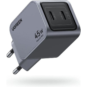 UGREEN WALL CHARGER X707 NEXODE PRO 45W 3A 2 X TYPE-C GREY