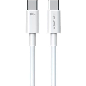 CHARGING CABLE WK 100W TYPE-C/TYPE-C WHITE 1M WDC-182 5A