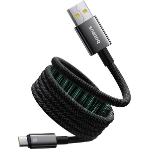 BASEUS TUNGSTEN GOLD 100W 5A USB-A TO TYPE-C CABLE 1M BLACK