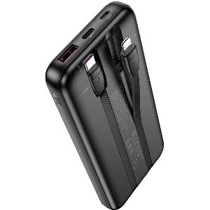 LAMTECH ULTRA-THIN POWERBANK WITH TYPE-C & LIGHTNING CABLES 10000MAH 22.5W BLACK LAM114536
