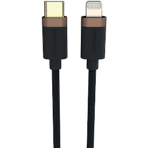 USB 2.0 CABLE DURACELL BRAIDED KEVLAR USB C TO MFI LIGHTNING 60W 1M BLACK