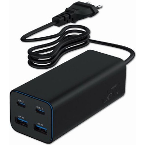 GEMBIRD 4-PORT 100W GAN USB PD FAST CHARGER BLACK TA-UC-2A2C-PD100-01-BK