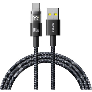 BASEUS DISPLAY 2 100W 5A USB-A TO TYPE-C CABLE 2M BLACK