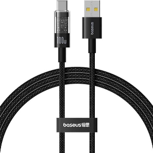 BASEUS GEM 100W 5A USB-A TO TYPE-C CABLE 2M BLACK