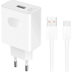 HONOR ADAPTER 2 WALL CHARGER HN-200330E00 66W 6A 1 X USB-A WITH TYPE-C CABLE WHITE