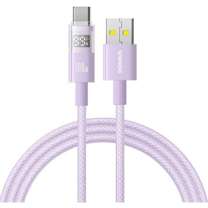 BASEUS DISPLAY 2 100W 5A USB-A TO TYPE-C CABLE 2M PURPLE