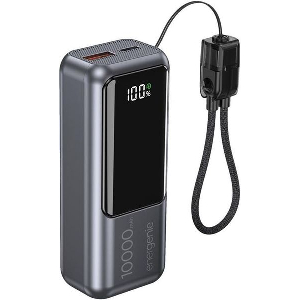 ENERGENIE 20W COMPACT FAST CHARGING POWERBANK WITH LCD DISPLAY 10000 MAH SPACE GREY PB10-PD20-LCD-0