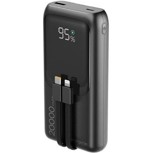 ENERGENIE 20W FAST CHARGING POWER BANK WITH INTEGRATED CABLES 20000 MAH BLACK PB20-PD20-LCD-01