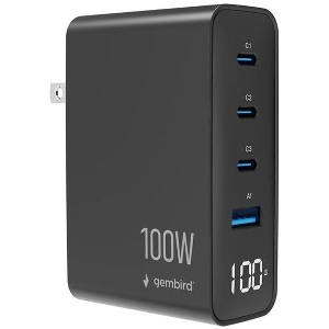 GEMBIRD UNIVERSAL 4-PORT 100W GAN USB FAST CHARGER LCD BLACK TA-UC-1A3C-PD100-01-BK