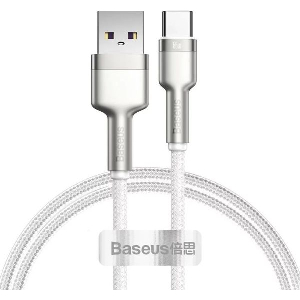 BASEUS CAFULE METAL SERIES 66W 6A USB-A TO TYPE-C CABLE 2M WHITE