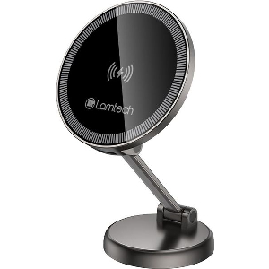 LAMTECH FOLDABLE MAGNETIC METALLIC CAR HOLDER & WIRELESS CHARGER 15W LAM980893