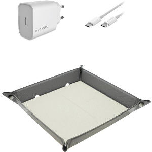 4SMARTS POCKET TRAY ORGANIZER WITH WIRELESS CHARGER 15W + TRAVEL CHARGER TYPE-C CABLE GREY