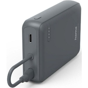 HAMA TRAVEL POWER BANK 10000MAH 15W ΜΕ ΘΥΡΑ USB-C ΓΚΡΙ