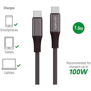 4SMARTS USB-C TO USB-C CABLE PREMIUM CORD 100W 1.5M BLACK