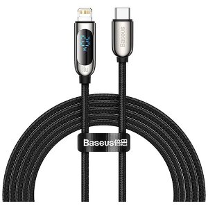 BASEUS DISPLAY FAST CHARGING DATA CABLE TYPE-C TO LIGHTNING 20W 2M BLACK