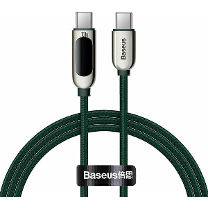 BASEUS DISPLAY FAST CHARGING DATA CABLE TYPE-C TO TYPE-C 100W 1M GREEN