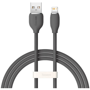 BASEUS JELLY LIQUID SILICA GEL FAST CHARGING DATA CABLE USB TO LIGHTNING 2.4A 1.2M BLACK