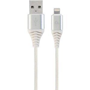 CABLEXPERT CC-USB2B-AMLM-2M-BW2 PREMIUM COTTON BRAIDED 8-PIN CHARGING CABLE SILVER/WHITE 2 M