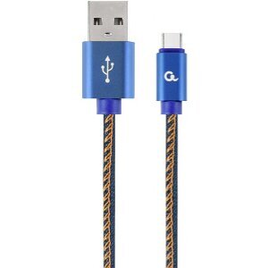 CABLEXPERT CC-USB2J-AMCM-2M-BL PREMIUM JEANS (DENIM) TYPE-C USB CABLE WITH METAL CONNECTORS 2M BLUE