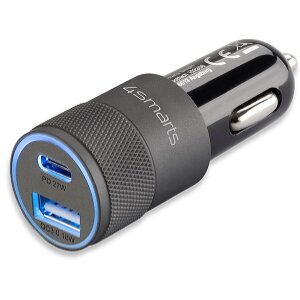 4SMARTS HYBRID 2.0 IN-CAR 27W PD QC 3.0 CHARGER METAL GREY