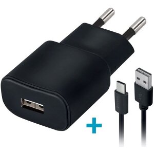 FOREVER TC-01 WALL CHARGER USB 2A + CABLE TYPE-C BLACK