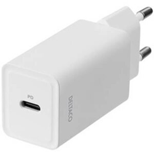 DELTACO USBC-AC133 WALL CHARGER USB-C PD 18W WHITE