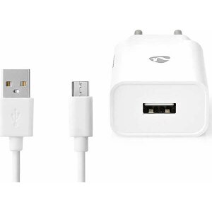 NEDIS WCHAM212AWT WALL CHARGER 1X 2.1A 1X USB-A MICRO USB CABLE 1.00M 10.50W