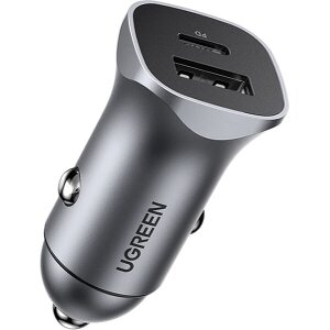 UGREEN CAR CHARGER CD130 18W PD+USB QC3.0 SILVER 30780