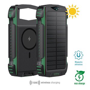 4SMARTS SOLAR POWER BANK WIRELESS QI RUGGED TITANPACK ULTIMAG 20000MAH GREEN