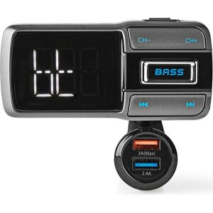 NEDIS CATR101BK CAR FM TRANSMITTER BLUETOOTH BASS BOOST MICROSD CARD SLOT HANDS-FREE CALLING